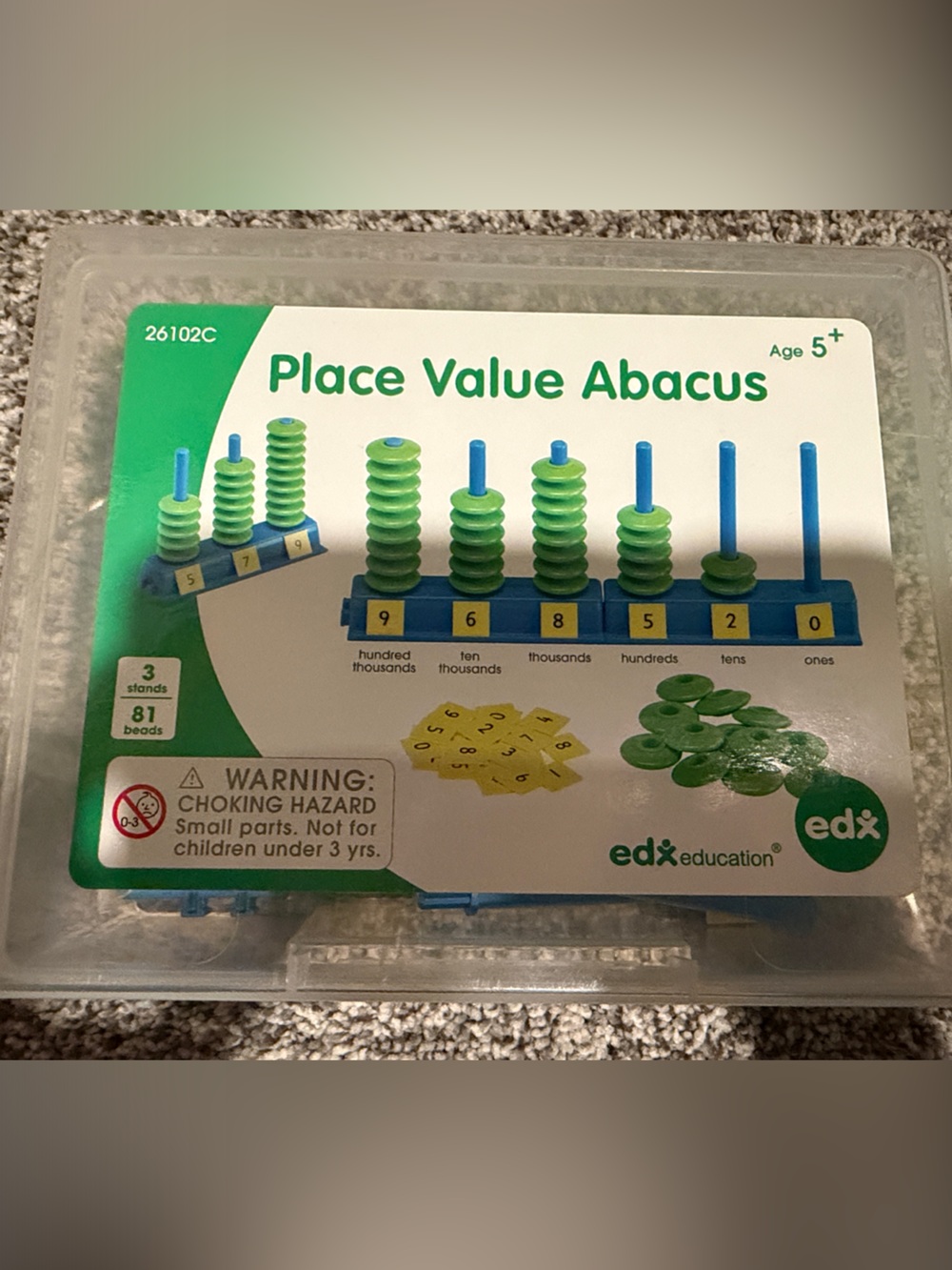 Place Value Abacus Educational Counting Toy - Green & Blue